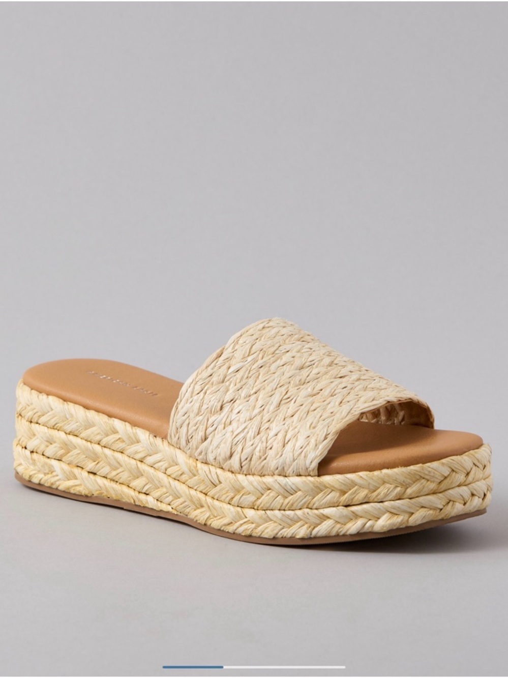 American Eagle Outfitters Raffia espadrille flatform slide Sandals - Natural Tan